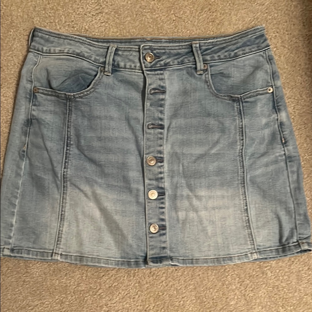 Denim Button-Front Skirt